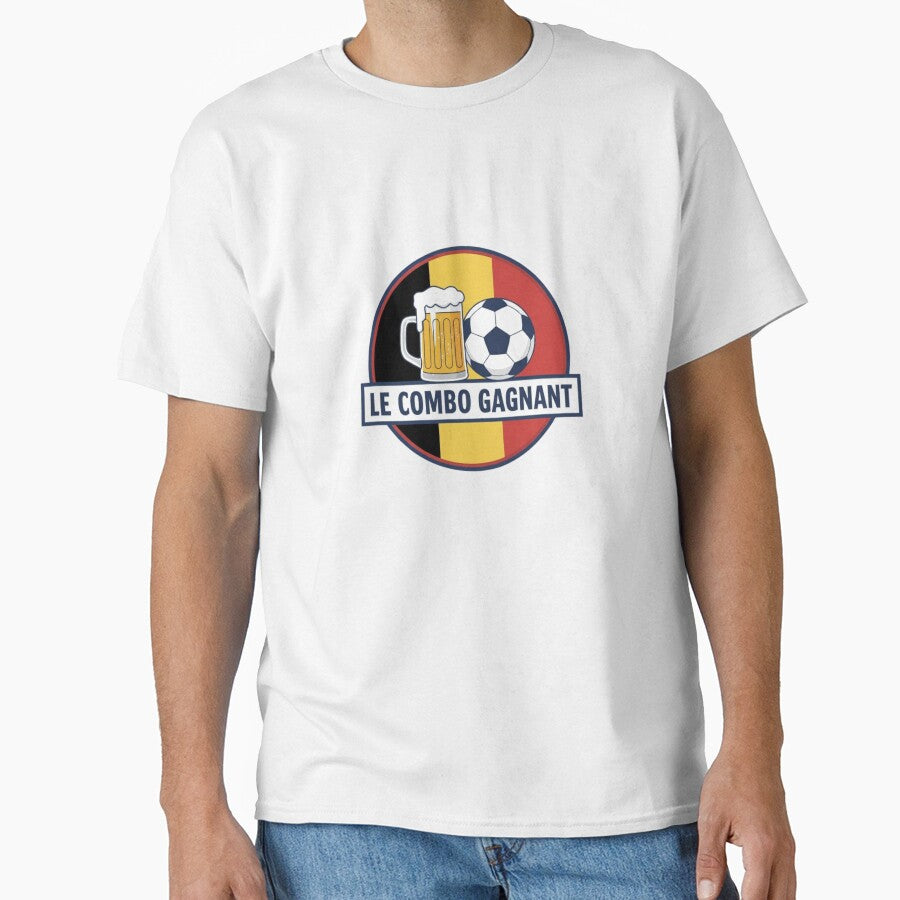 The Winning Combo: Beer and Football - Belgian Version by digital.stickerperso.com Unisex T-shirt, Sweatshirt, Hoodie, Long Sleeve Tee - T-Shirt, Sweatshirt, Hoodie