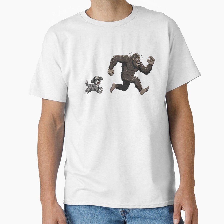 Funny Aussiedoodle Bigfoot Chasing Boys Girls Kids by FurryHavenPH Unisex T-shirt, Sweatshirt, Hoodie, Long Sleeve Tee - T-Shirt, Sweatshirt, Hoodie