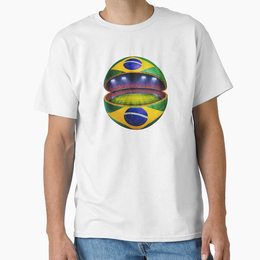Brazil Soccer Stadium Ball Design by FunToTheFullest Unisex T-shirt, Sweatshirt, Hoodie, Long Sleeve Tee - T-Shirt, Sweatshirt, Hoodie