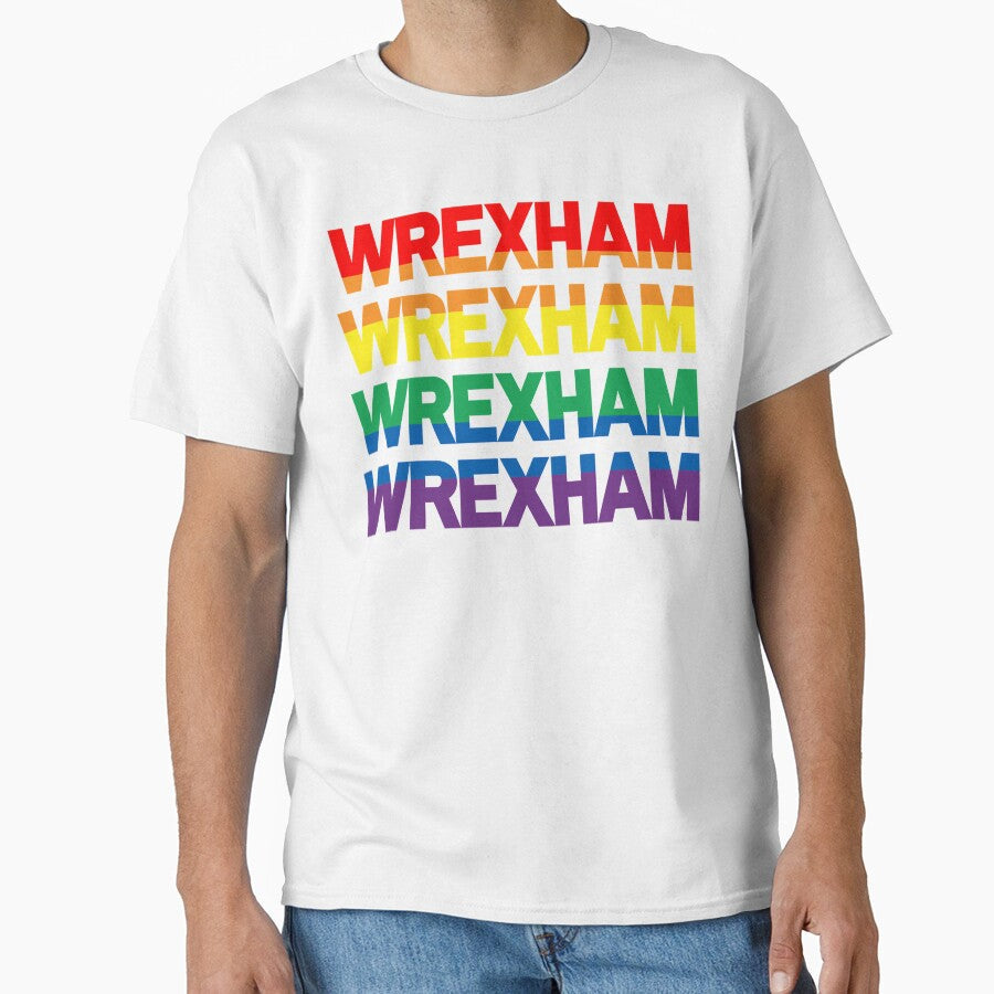 Wrexham Rainbow Colours by MimounArt Unisex T-shirt, Sweatshirt, Hoodie, Long Sleeve Tee - T-Shirt, Sweatshirt, Hoodie