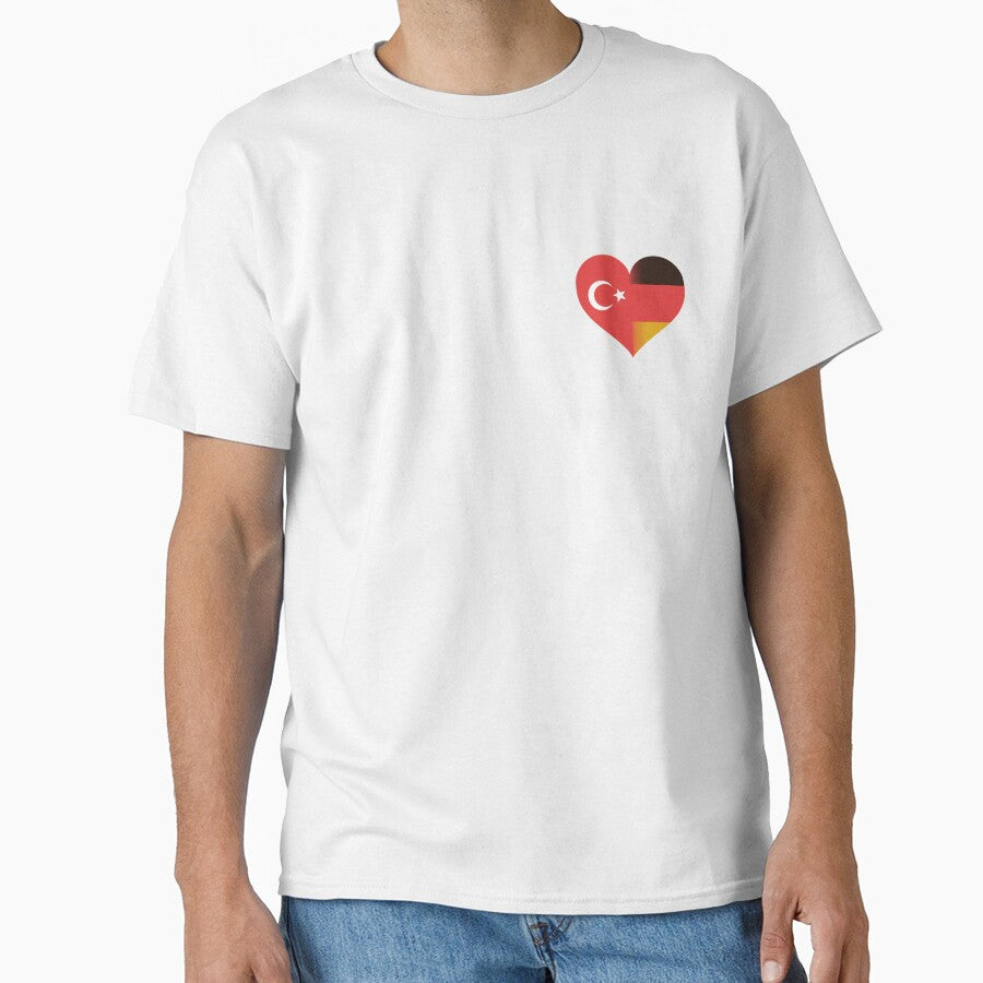 Trkiye and Germany national flags in the heart by Ecmoprints Unisex T-shirt, Sweatshirt, Hoodie, Long Sleeve Tee - T-Shirt, Sweatshirt, Hoodie