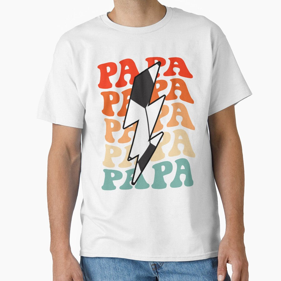 Soccer Papa Dad Retro Groovy Lightning Bolt Fathers Day by Christina-grich Unisex T-shirt, Sweatshirt, Hoodie, Long Sleeve Tee - T-Shirt, Sweatshirt, Hoodie