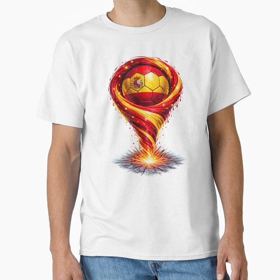 Spain Football Tornado: Red and Gold Vortex Art by FunToTheFullest Unisex T-shirt, Sweatshirt, Hoodie, Long Sleeve Tee - T-Shirt, Sweatshirt, Hoodie