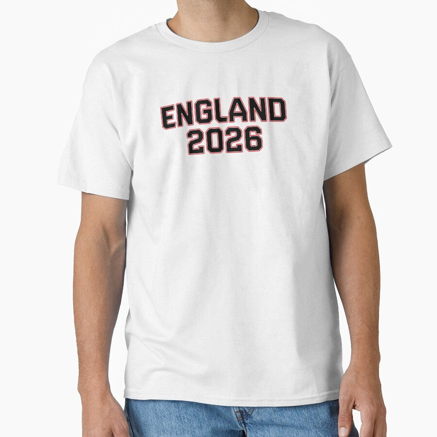 England 2026 World Cup (Black with White & Red Outline) by STUDIO-72 Unisex T-shirt, Sweatshirt, Hoodie, Long Sleeve Tee - T-Shirt, Sweatshirt, Hoodie
