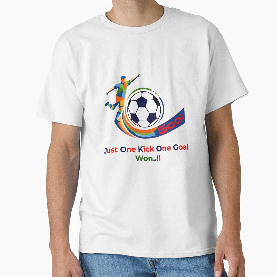 Football Striker Goal Celebration - Just One Kick by Print Expert Unisex T-shirt, Sweatshirt, Hoodie, Long Sleeve Tee - T-Shirt, Sweatshirt, Hoodie