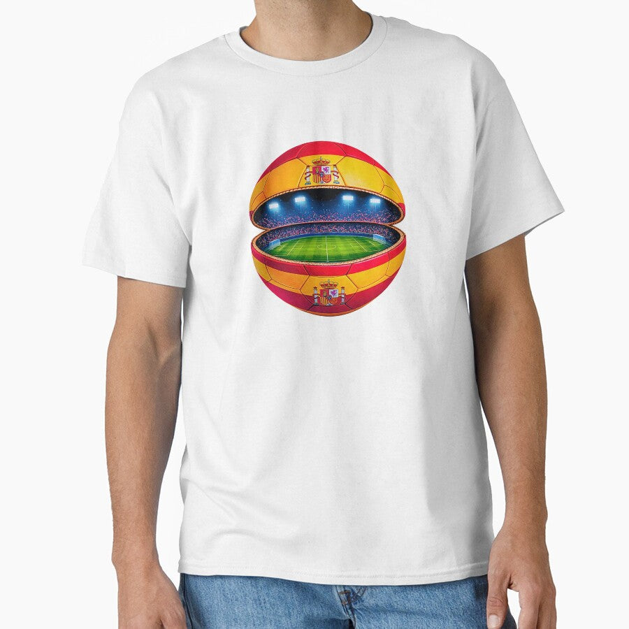 Spain Football Stadium Ball Design by FunToTheFullest Unisex T-shirt, Sweatshirt, Hoodie, Long Sleeve Tee - T-Shirt, Sweatshirt, Hoodie