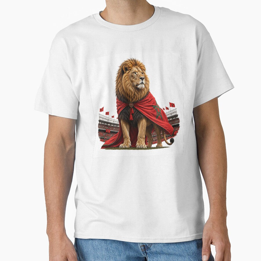 Moroccan Lion of Football Glory | Atlas Lion Stadium Design by Shadryx Unisex T-shirt, Sweatshirt, Hoodie, Long Sleeve Tee - T-Shirt, Sweatshirt, Hoodie