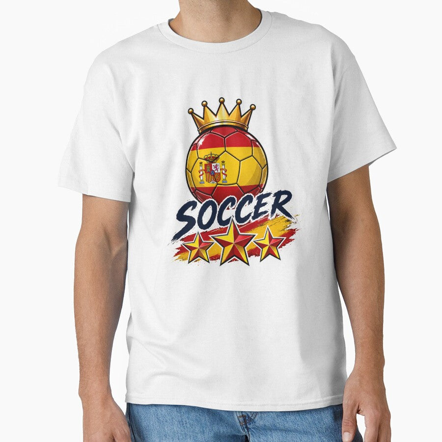 Spain Flag Crowned Soccer Ball by QuiteOrbit Unisex T-shirt, Sweatshirt, Hoodie, Long Sleeve Tee - T-Shirt, Sweatshirt, Hoodie