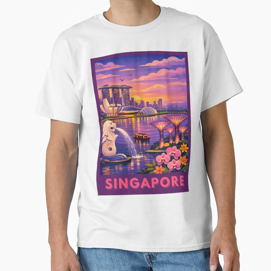 Singapore Travel Poster by MatthewHeights Unisex T-shirt, Sweatshirt, Hoodie, Long Sleeve Tee - T-Shirt, Sweatshirt, Hoodie