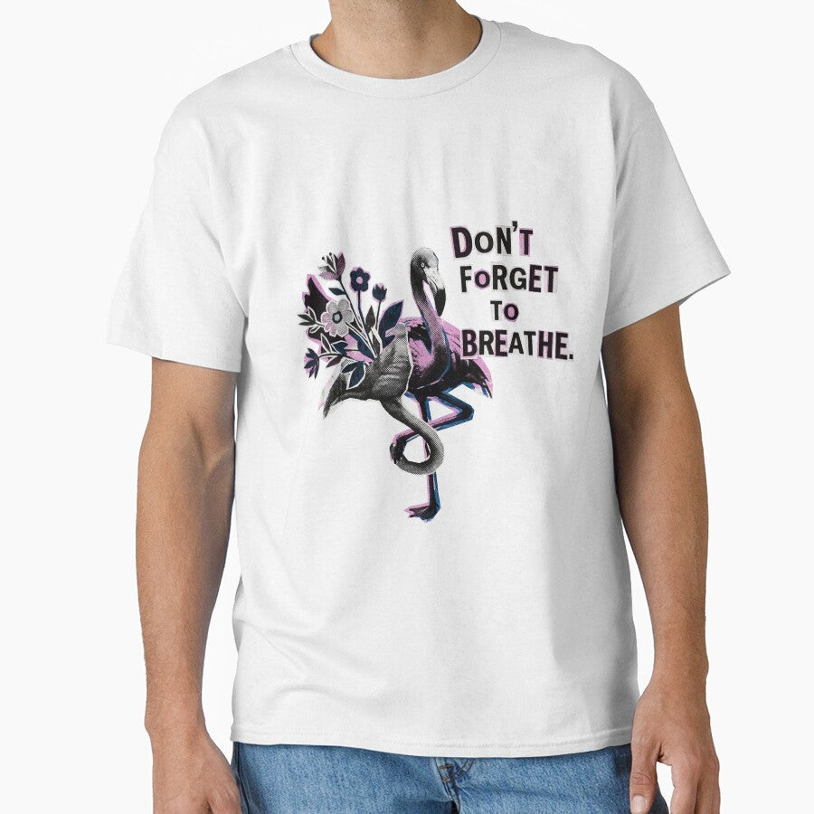 Yoga Flamingo - "Don't Forget to Breathe" Funny Design by ShinyMonkeShop Unisex T-shirt, Sweatshirt, Hoodie, Long Sleeve Tee - T-Shirt, Sweatshirt, Hoodie