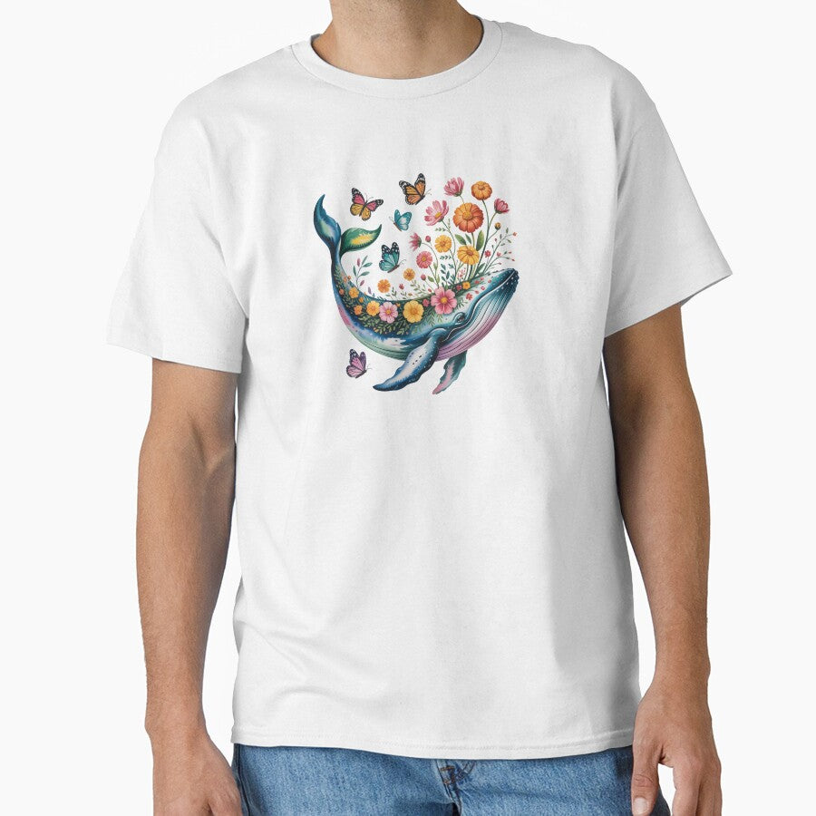 Floral Whale and Butterflies by jkrphoto Unisex T-shirt, Sweatshirt, Hoodie, Long Sleeve Tee - T-Shirt, Sweatshirt, Hoodie
