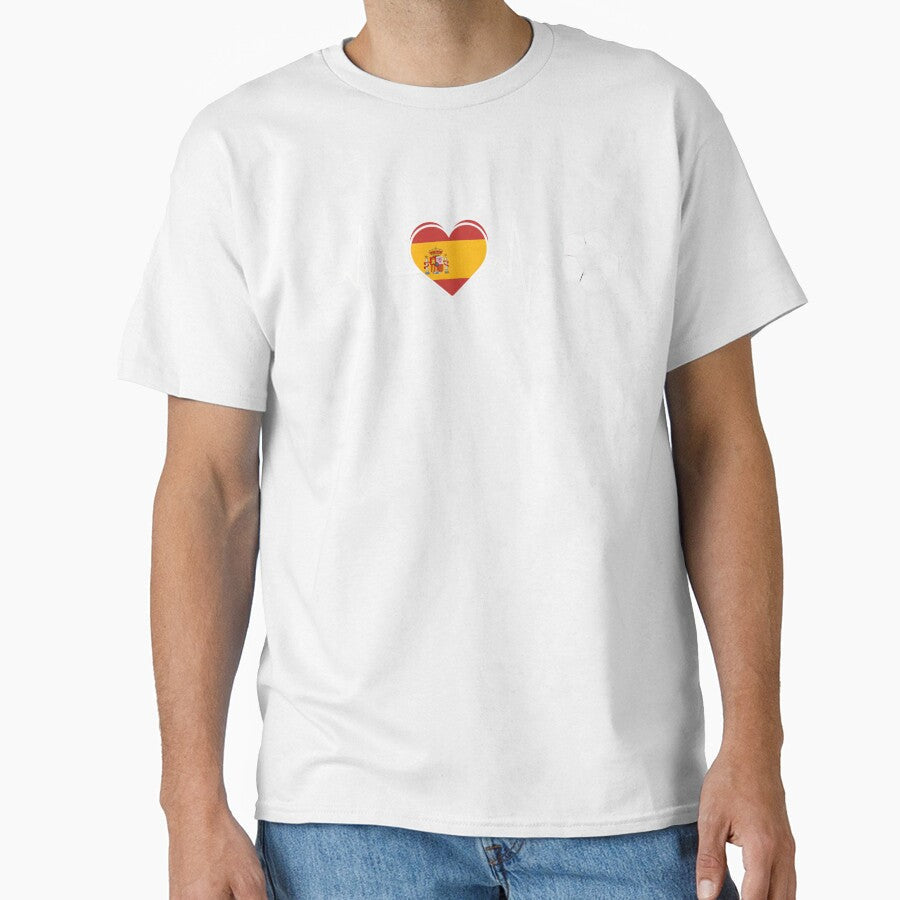 Spain Football Heartbeat | Espaa Soccer Fan EKG by dudelinart Unisex T-shirt, Sweatshirt, Hoodie, Long Sleeve Tee - T-Shirt, Sweatshirt, Hoodie