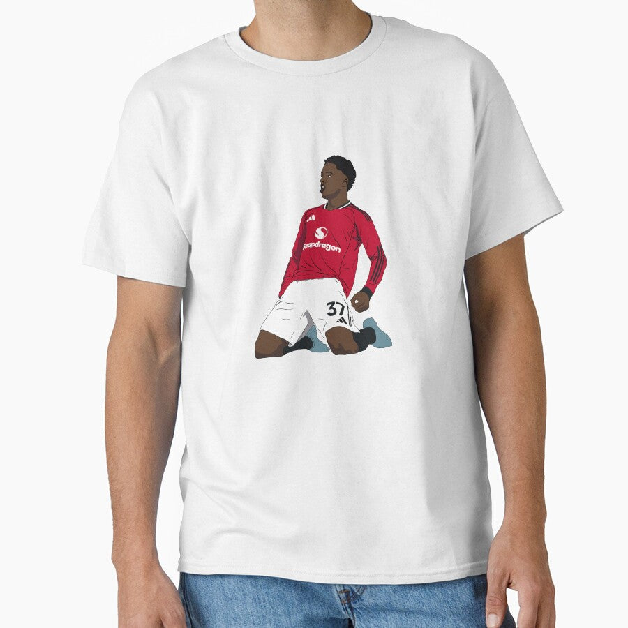 Kobbie Mainoo Knee Slide Goal Celebration by Hevding Unisex T-shirt, Sweatshirt, Hoodie, Long Sleeve Tee - T-Shirt, Sweatshirt, Hoodie