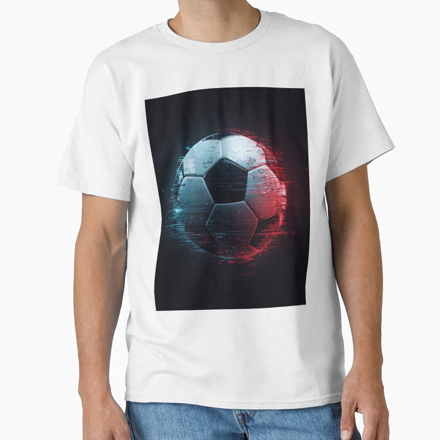 Glitch Soccer Energy  Cyber Football Design by Pigmentra Unisex T-shirt, Sweatshirt, Hoodie, Long Sleeve Tee - T-Shirt, Sweatshirt, Hoodie