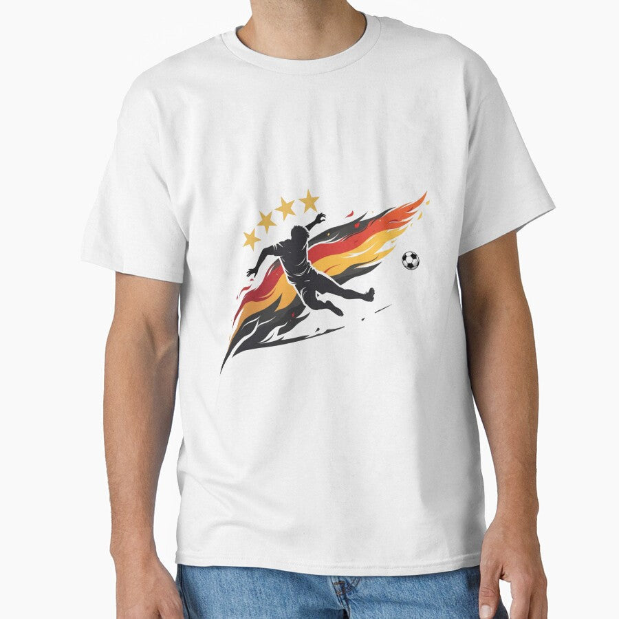 Dynamic German Soccer Player Silhouette Art by PMTaurus Unisex T-shirt, Sweatshirt, Hoodie, Long Sleeve Tee - T-Shirt, Sweatshirt, Hoodie