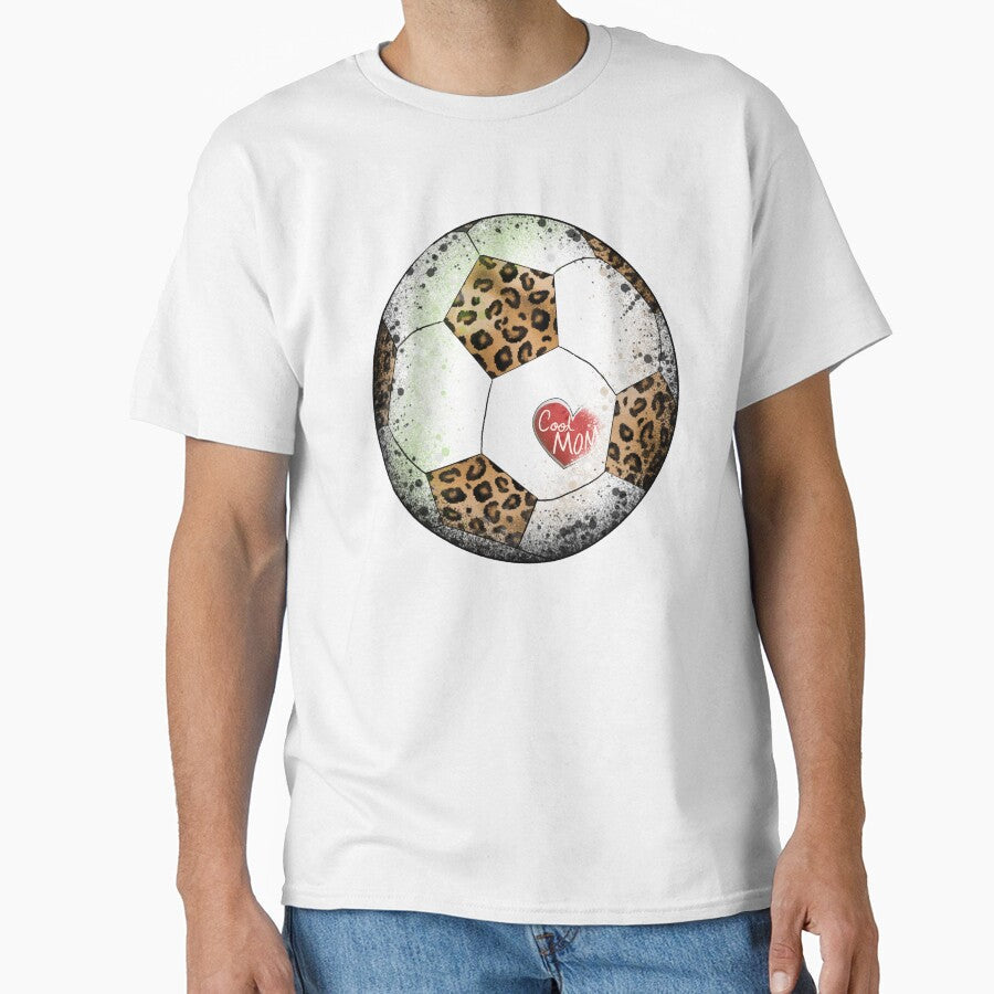 Cool Mom Soccer Ball - Leopard Print Mom Heart Illustration by TheArtOfTreble Unisex T-shirt, Sweatshirt, Hoodie, Long Sleeve Tee - T-Shirt, Sweatshirt, Hoodie