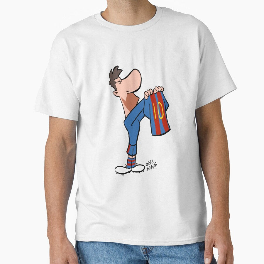 El Clsico Silence  Cartoon Messi by Omar Momani Unisex T-shirt, Sweatshirt, Hoodie, Long Sleeve Tee - T-Shirt, Sweatshirt, Hoodie