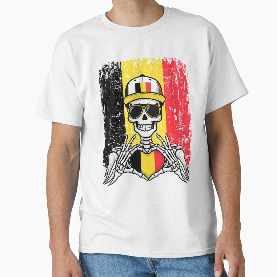Belgian Pride Skeleton Art Tee by Colorful Designs Unisex T-shirt, Sweatshirt, Hoodie, Long Sleeve Tee - T-Shirt, Sweatshirt, Hoodie