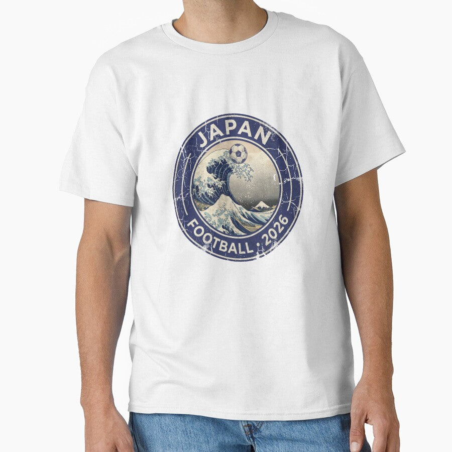 Japan 2026 Football - The Great Wave Vintage Soccer Badge by Imaginationbeyond Unisex T-shirt, Sweatshirt, Hoodie, Long Sleeve Tee - T-Shirt, Sweatshirt, Hoodie