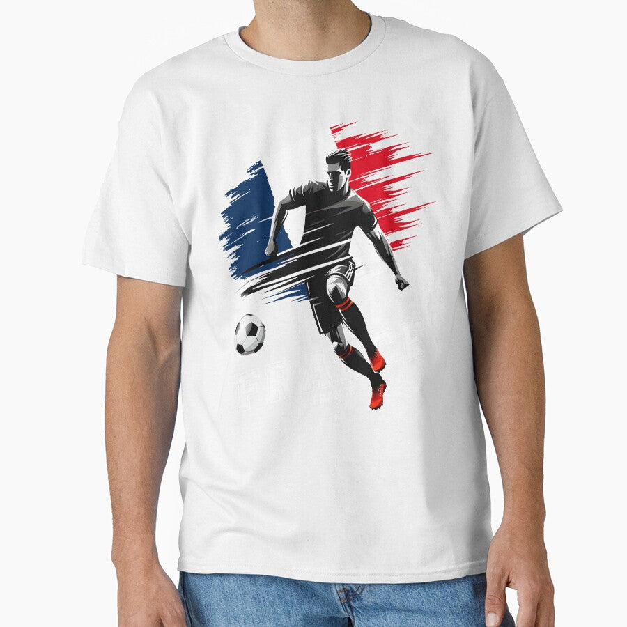 Football Soccer France French Flag Banner Player Silhouette by Infinitee8hirts Unisex T-shirt, Sweatshirt, Hoodie, Long Sleeve Tee - T-Shirt, Sweatshirt, Hoodie