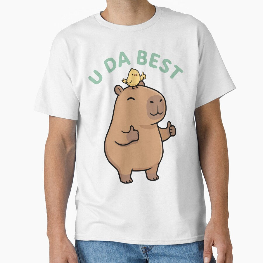 U DA BEST  Chill Capybara Affirmation Sticker by Mighty Tees Unisex T-shirt, Sweatshirt, Hoodie, Long Sleeve Tee - T-Shirt, Sweatshirt, Hoodie