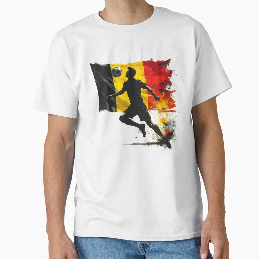 Belgium Soccer Player Art  Belgian Football Flag Action Fan Print by icemanphotos Unisex T-shirt, Sweatshirt, Hoodie, Long Sleeve Tee - T-Shirt, Sweatshirt, Hoodie