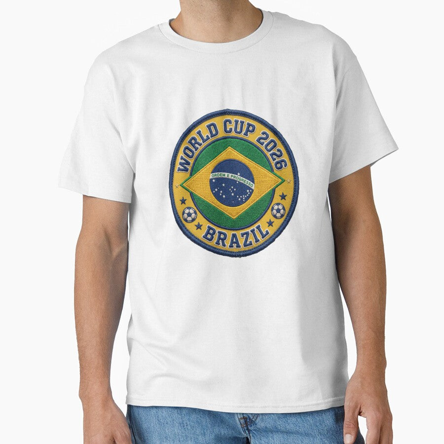 Brazil World Cup 2026  Vintage Embroidered Patch Football Badge by David Mateo ArtWorks Unisex T-shirt, Sweatshirt, Hoodie, Long Sleeve Tee - T-Shirt, Sweatshirt, Hoodie
