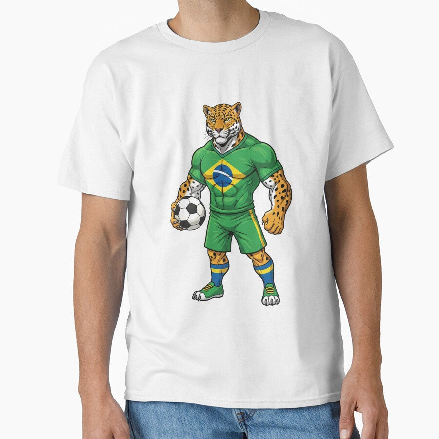 Powerful Brazilian Jaguar Football Mascot 2026 by ArtByKatti Unisex T-shirt, Sweatshirt, Hoodie, Long Sleeve Tee - T-Shirt, Sweatshirt, Hoodie
