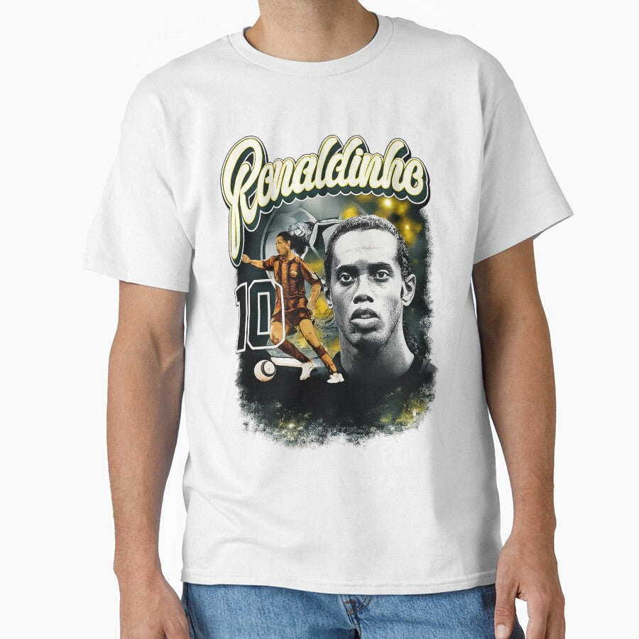 Ronaldinho Legend Football Art Retro Style by eonvisuals Unisex T-shirt, Sweatshirt, Hoodie, Long Sleeve Tee - T-Shirt, Sweatshirt, Hoodie