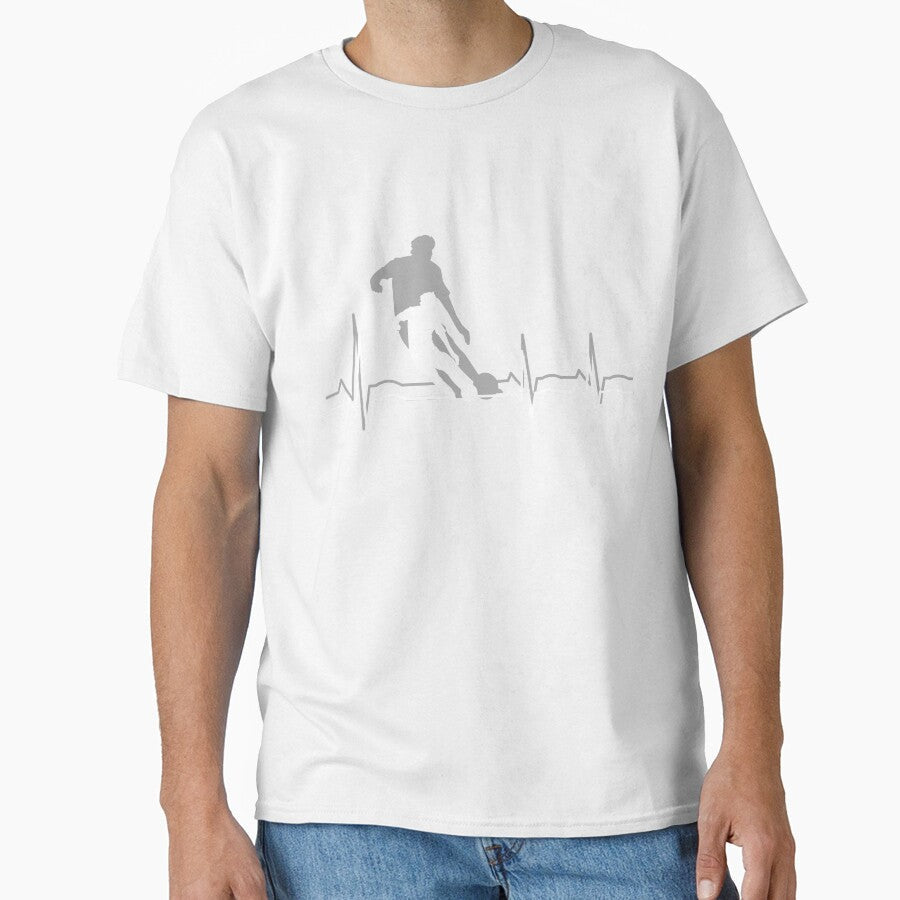 Male Soccer Player Heartbeat by Shiraufa Unisex T-shirt, Sweatshirt, Hoodie, Long Sleeve Tee - T-Shirt, Sweatshirt, Hoodie