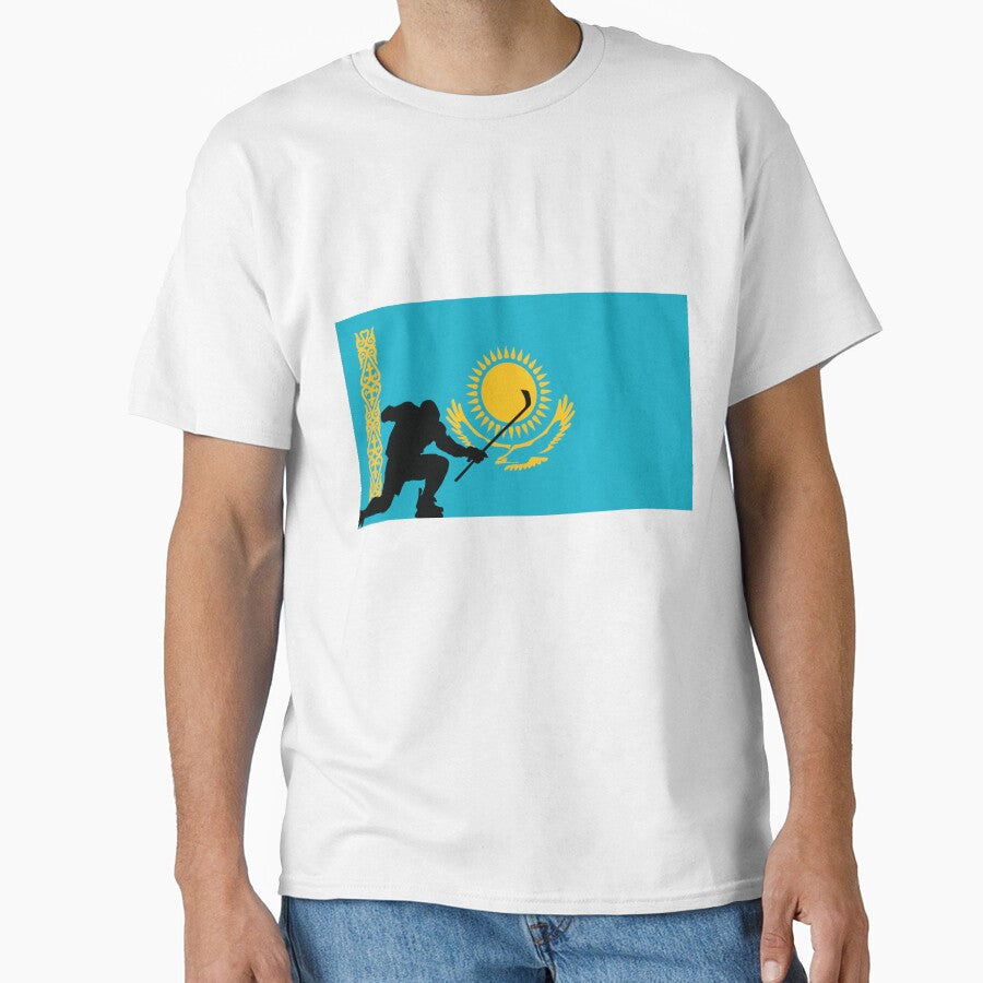 Kazakhstan Ice Hockey Silhouette Celebration by CanvasTee Unisex T-shirt, Sweatshirt, Hoodie, Long Sleeve Tee - T-Shirt, Sweatshirt, Hoodie