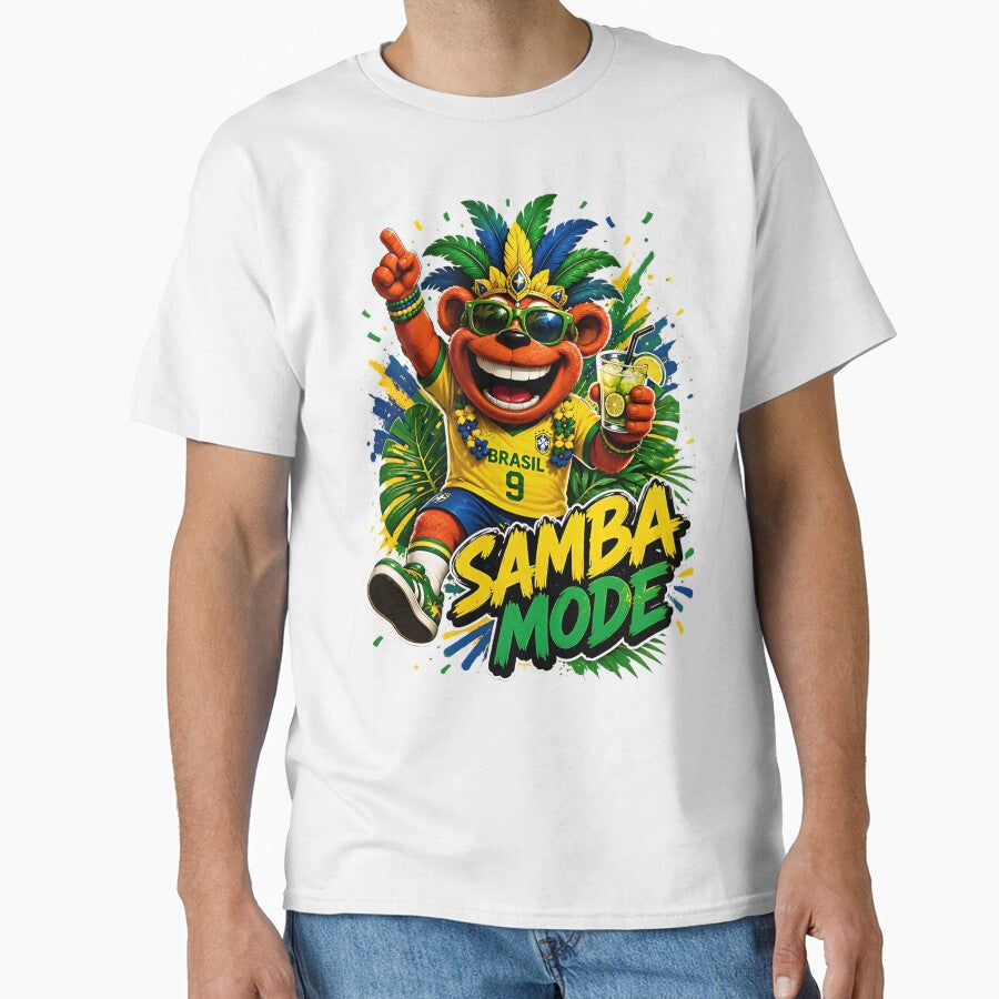 Samba Mode Brazil World Cup Fans by WabiSabiSjak Unisex T-shirt, Sweatshirt, Hoodie, Long Sleeve Tee - T-Shirt, Sweatshirt, Hoodie