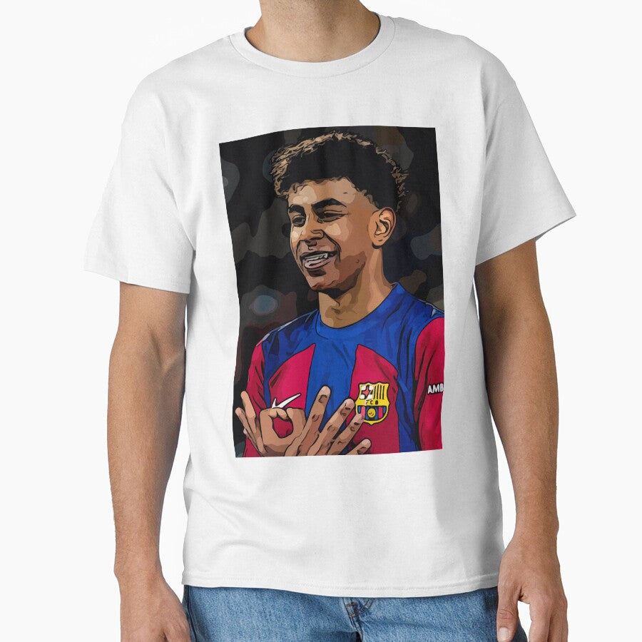 Lamine Yamal comic Style. FC Barcelona by ocusido Unisex T-shirt, Sweatshirt, Hoodie, Long Sleeve Tee - T-Shirt, Sweatshirt, Hoodie