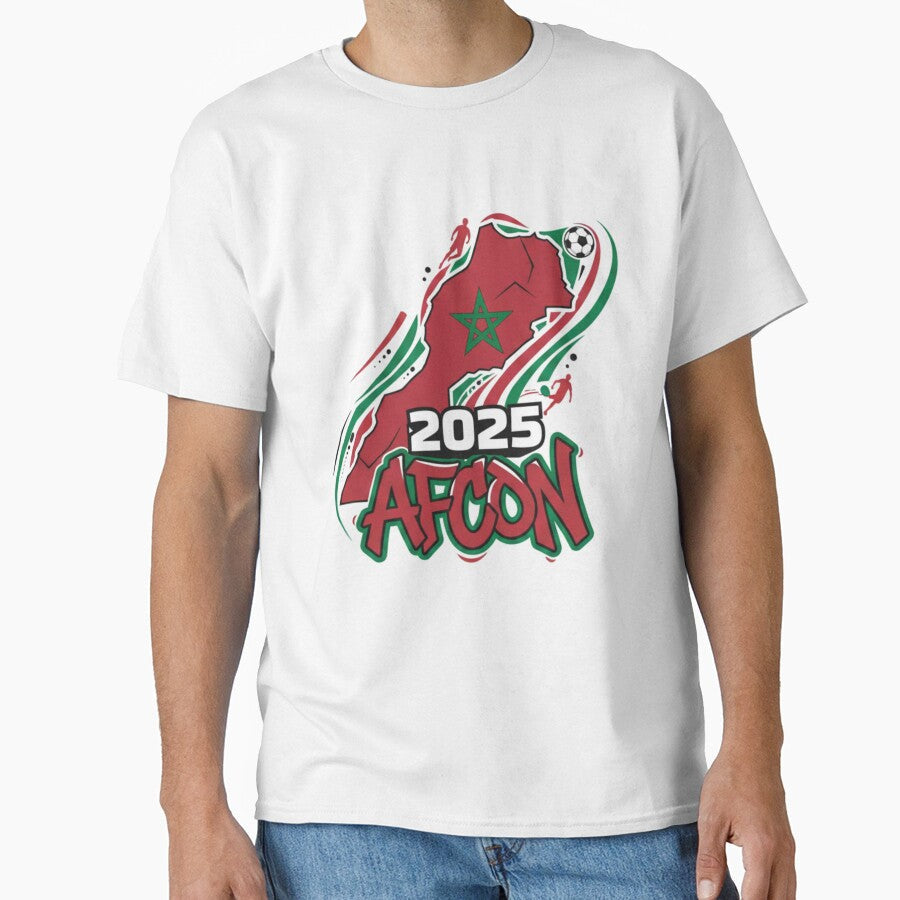 AFCON 2025 Morocco Map Football Graphic  African Soccer Art by AGRO ART Unisex T-shirt, Sweatshirt, Hoodie, Long Sleeve Tee - T-Shirt, Sweatshirt, Hoodie