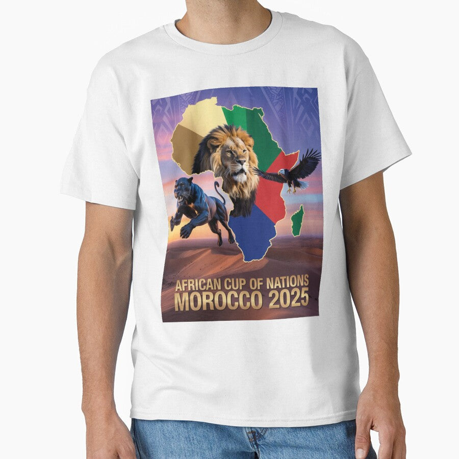AFCON 2025 Morocco - Kings of the Continent Animal Mascot Poster by SHOPYWOOD  Unisex T-shirt, Sweatshirt, Hoodie, Long Sleeve Tee - T-Shirt, Sweatshirt, Hoodie