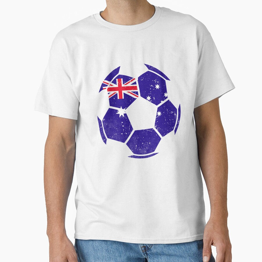 Australia Soccer Ball Flag Jersey Australian Football Fan by EIMgraphic Unisex T-shirt, Sweatshirt, Hoodie, Long Sleeve Tee - T-Shirt, Sweatshirt, Hoodie