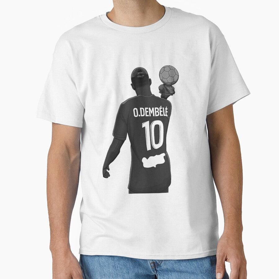 Ousmane Dembl Black and White Version by Aldduardo Unisex T-shirt, Sweatshirt, Hoodie, Long Sleeve Tee - T-Shirt, Sweatshirt, Hoodie