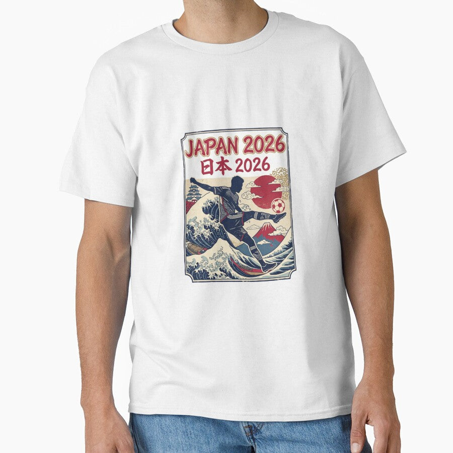 Japan 2026  Retro Japanese Football Poster Ukiyo-e Style by David Mateo ArtWorks Unisex T-shirt, Sweatshirt, Hoodie, Long Sleeve Tee - T-Shirt, Sweatshirt, Hoodie
