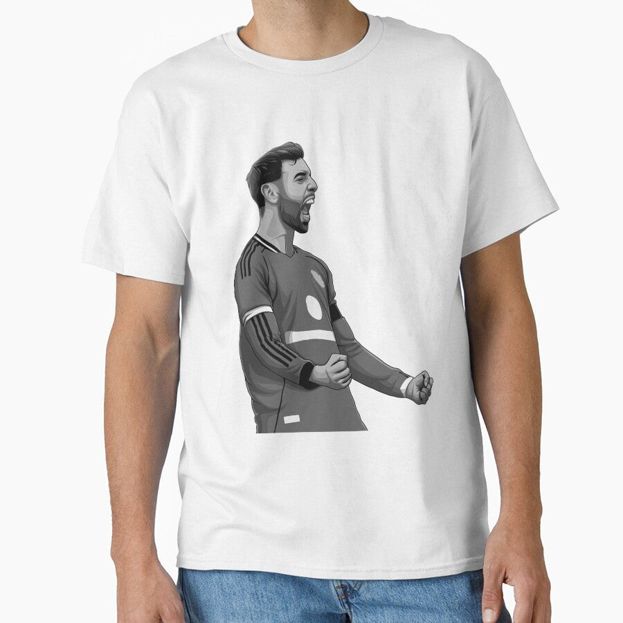 Bruno Fernandes Black and White Version by Aldduardo Unisex T-shirt, Sweatshirt, Hoodie, Long Sleeve Tee - T-Shirt, Sweatshirt, Hoodie