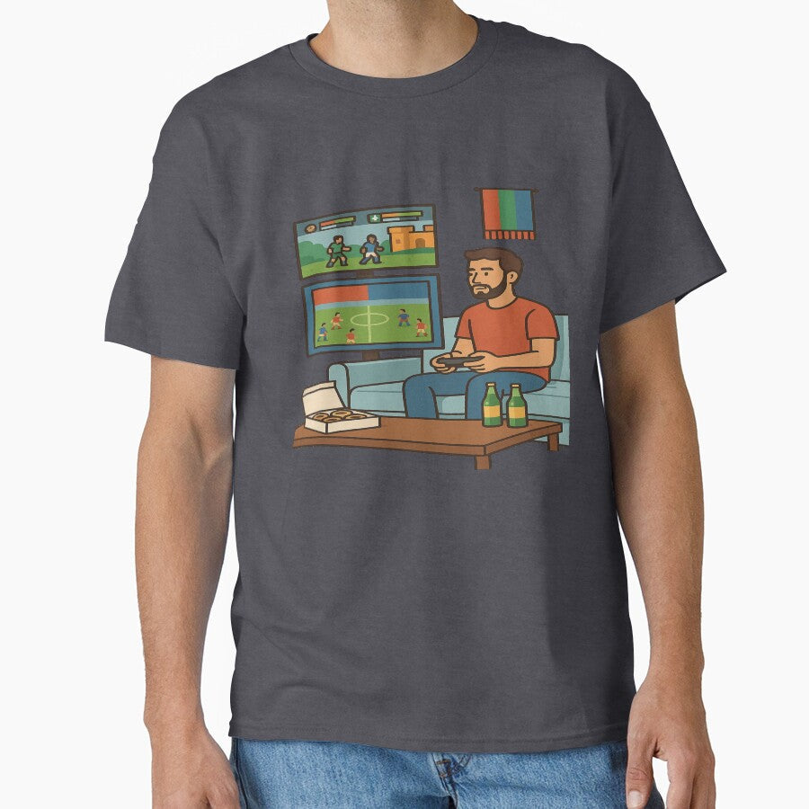 Portuguese Gamer Couch Night  Football & Co-Op Duo Art by POD DYNASTY | Original Print On Demand T-Shirt Graphics - T-Shirt, Sweatshirt, Hoodie