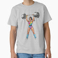 Retro Fitness Girl Lifting Weights Pop Art Style by JonelleTshirts Unisex T-shirt, Sweatshirt, Hoodie, Long Sleeve Tee - T-Shirt, Sweatshirt, Hoodie
