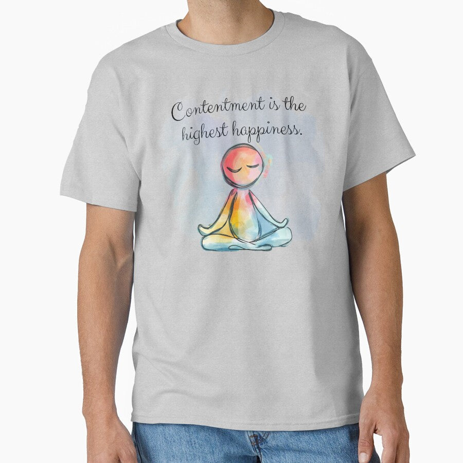 Ajahn Brahm: Contentment is the highest happiness. by KindfulQuotes Unisex T-shirt, Sweatshirt, Hoodie, Long Sleeve Tee - T-Shirt, Sweatshirt, Hoodie