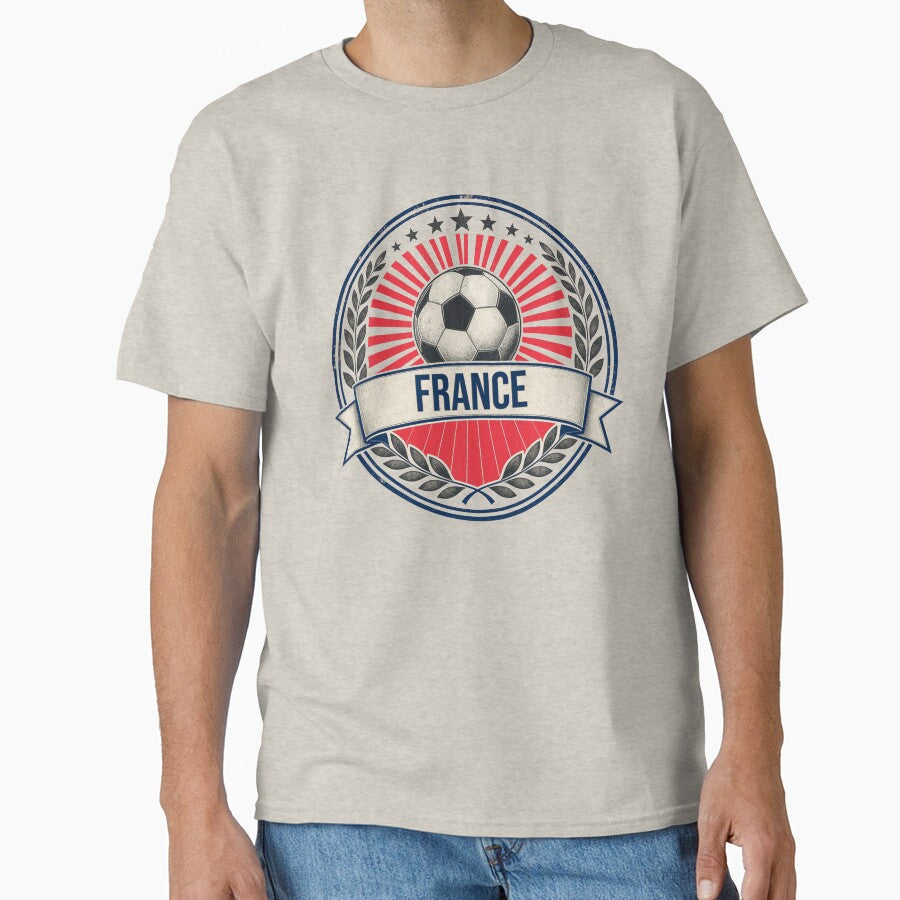 France Vintage Soccer Crest  Retro French Football Badge Fan Emblem by icemanphotos Unisex T-shirt, Sweatshirt, Hoodie, Long Sleeve Tee - T-Shirt, Sweatshirt, Hoodie