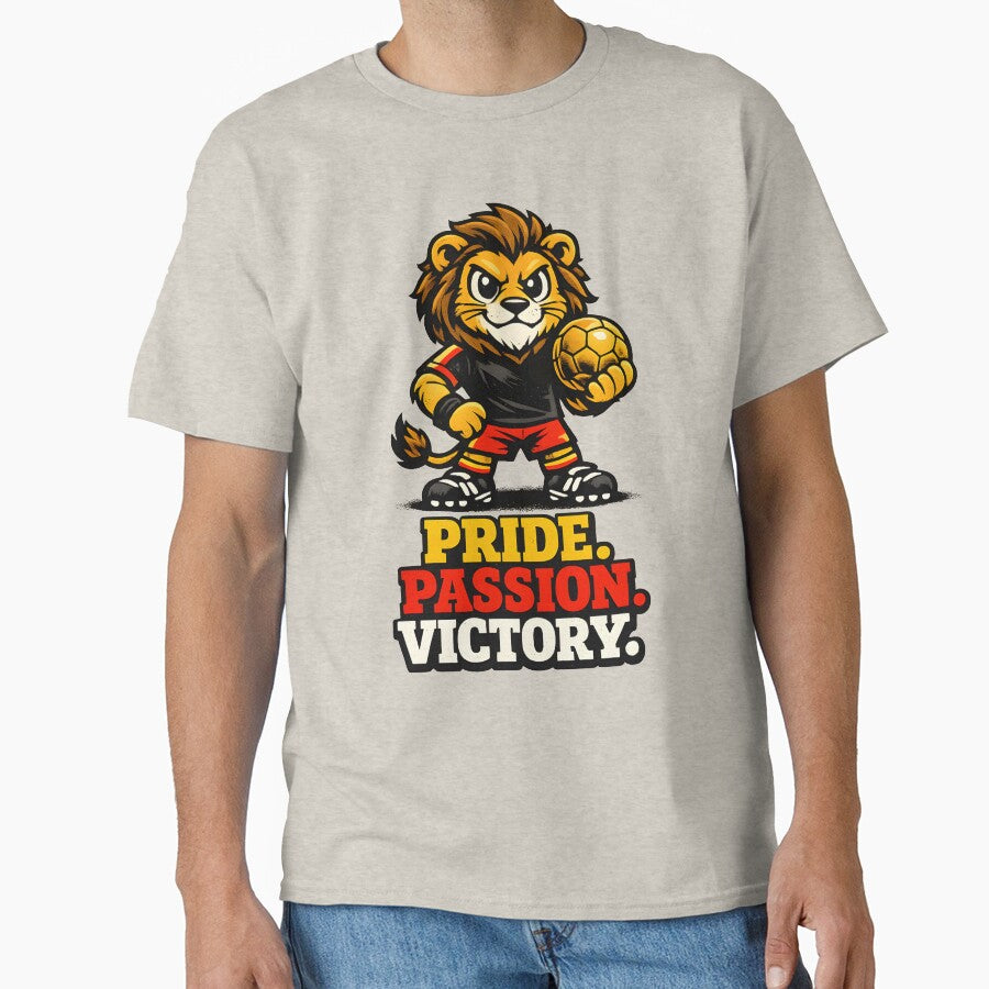 Cute Belgium Lion Football Mascot  Pride. Passion. Victory. Soccer Supporter Sticker, T-Shirt & Vector Design by  Artistry in Motion by MADsrecreation - T-Shirt, Sweatshirt, Hoodie