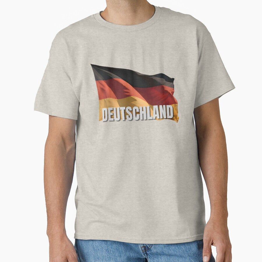 Deutschland Flag Waving Patriotic Design by RVJdesigns Unisex T-shirt, Sweatshirt, Hoodie, Long Sleeve Tee - T-Shirt, Sweatshirt, Hoodie