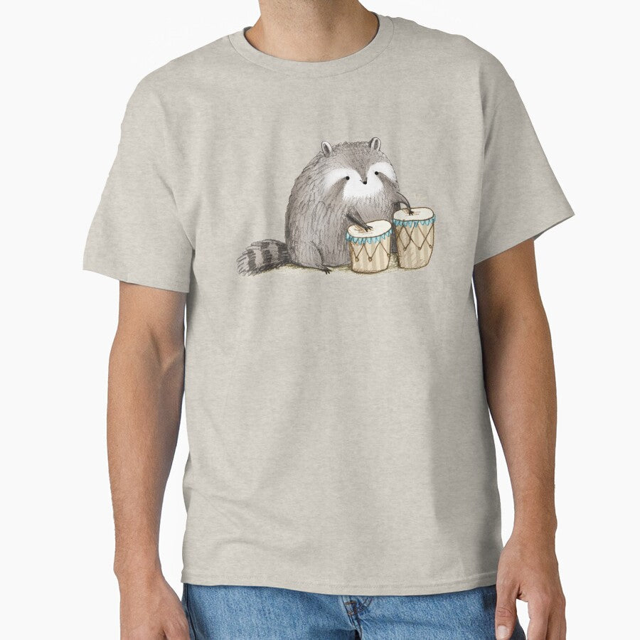 Raccoon on Bongos by SophieCorrigan Unisex T-shirt, Sweatshirt, Hoodie, Long Sleeve Tee - T-Shirt, Sweatshirt, Hoodie