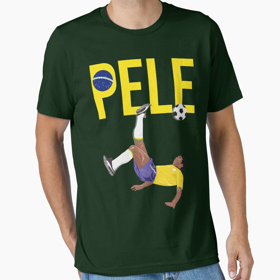 Bicycle Kick - Pele - SOCCER FOOTBALL - BRAZIL GLOBE FLAG YELLOW TEXT by AMGraphicStudio Unisex T-shirt, Sweatshirt, Hoodie, Long Sleeve Tee - T-Shirt, Sweatshirt, Hoodie