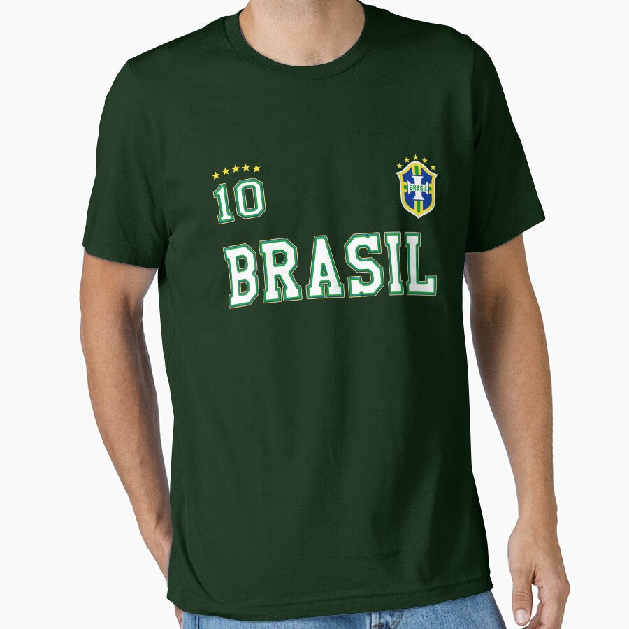 Brasil Brazil Soccer Design with number 10 by fermo Unisex T-shirt, Sweatshirt, Hoodie, Long Sleeve Tee - T-Shirt, Sweatshirt, Hoodie