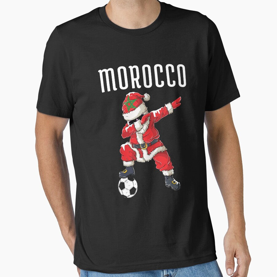 Dabbing Santa with Moroccan Flag Gift Soccer Team For Morocco Fans- Christmas by ollalla Unisex T-shirt, Sweatshirt, Hoodie, Long Sleeve Tee - T-Shirt, Sweatshirt, Hoodie