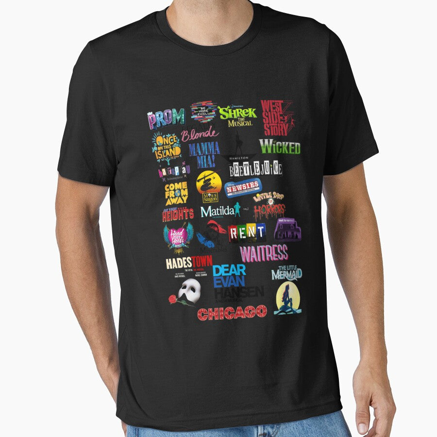 Musical Theater Sticker Shirt Inspired by Broadway Shows by JOSEPHINTANA Unisex T-shirt, Sweatshirt, Hoodie, Long Sleeve Tee - T-Shirt, Sweatshirt, Hoodie